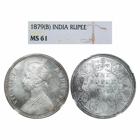 Victoria Empress, Silver, Rupee, 1879, Bombay Mint, A3/II(iii), Dot. F. Prid 153. GK 458. 