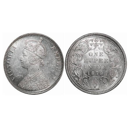 Victoria Empress, Silver, Rupee, 1879, Bombay Mint, A3/II(iv), Dot. F. Prid. Unlisted. GK 