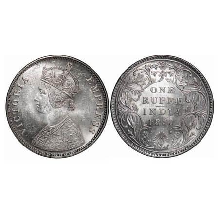 Victoria Empress, Silver, Rupee, 1880, Bombay Mint, A3/II(iv), Dot. F. Prid. Unlisted. GK 
