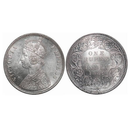 Victoria Empress, Silver, Rupee, 1882, Bombay Mint, A3/I, Dot. F. Prid. 160. GK 474. Uncir