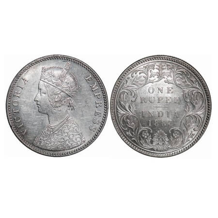 Victoria Empress, Silver, Rupee, 1883, Bombay Mint, A3/I, 'B' raised. F. Prid. 164. GK 483