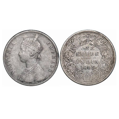Victoria Empress, Silver, Rupee, 1885, Bombay Mint, A3/II(i), 'B' raised in top and bottom