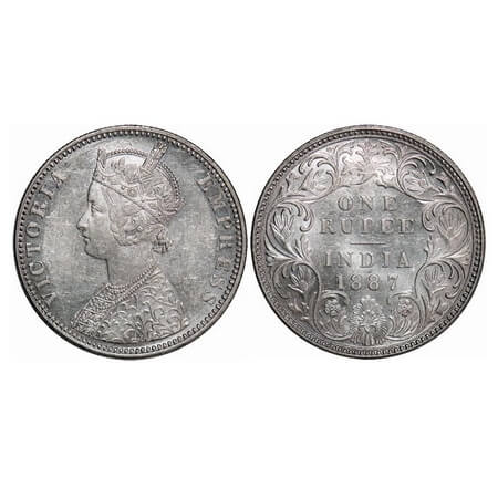 Victoria Empress, Silver, Rupee, 1887, Bombay Mint, C2/I(ii), 'B' incused, inverted. F. Pr
