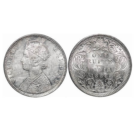 Victoria Empress, Silver, Rupee, 1888, Bombay Mint, C2/I, 'B' raised. F. Prid 174. GK 551.