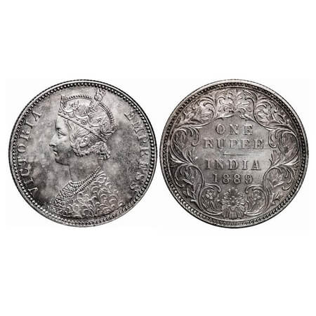 Victoria Empress, Silver, Rupee, 1889, Bombay Mint, C2/I, 'B' incused. F. Prid. 177. GK 56