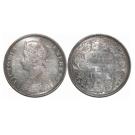 Victoria Empress, Silver, Rupee, 1889, Bombay Mint, C2/I, 'B' incused. F. Prid. 177. GK 56