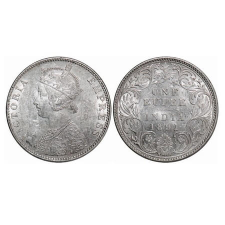 Victoria Empress, Silver, Rupee, 1891, Bombay Mint, C2/I, 'B' incused. F. Prid. 179. GK 56
