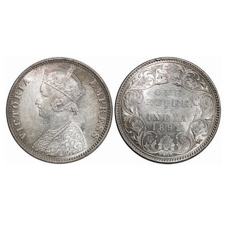 Victoria Empress, Silver, Rupee, 1892, Bombay Mint, C2/I(ii), 'B' raised, Big B. F. Prid. 