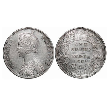 Victoria Empress, Silver, Rupee, 1897, Calcutta Mint, C3/I(i), 'C' incused. F. Prid. 136. 