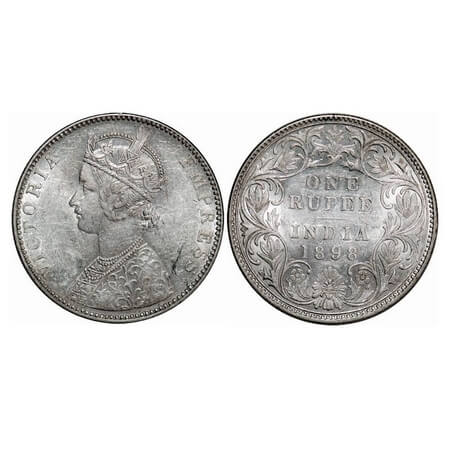 Victoria Empress, Silver, Rupee, 1898, Bombay Mint, C2/I(ii), 'B' incused. F. Prid. 184. G