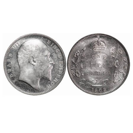Edward VII, Silver, Rupee, 1903, Bombay Mint, 'B' incused and dot, Numeral 3 of year date 