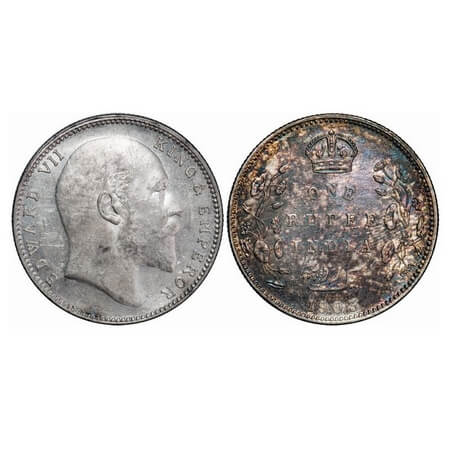 Edward VII, Silver, Rupee, 1903, Bombay Mint, 'B' incused and dot. GK 926. Mint Grade, Rai
