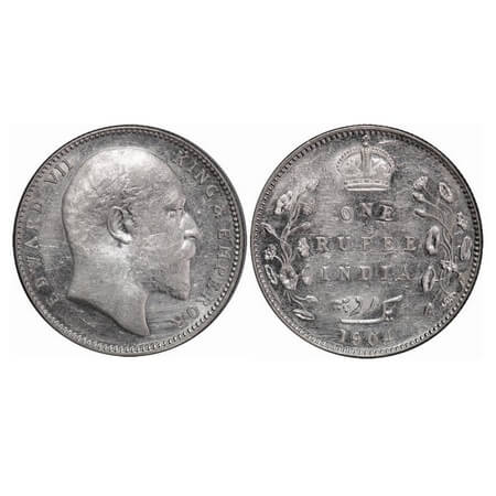 Edward VII, Silver, Rupee, 1904, Bombay Mint, 'B' incused and dot, 5 Diamonds and bottom s