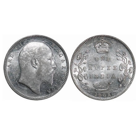 Edward VII, Silver, Rupee, 1905, Bombay Mint, 'B' incused and dot, Top stroke of numeral 5