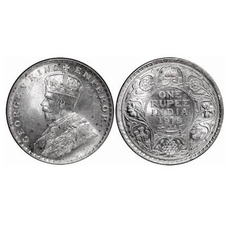 George V, Silver, Rupee, 1919, Bombay Mint, Dot. F. Prid. 225. GK 1040. Mint Grade. Very S