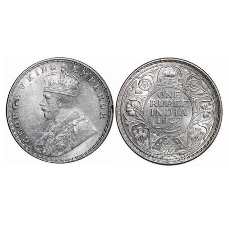 George V, Silver, Rupee, 1922, Bombay Mint, Dot. F. Prid. 228. GK 1044. Uncirculated. Very