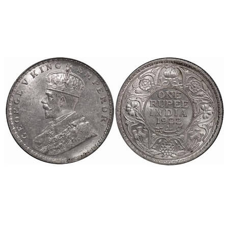 George V, Silver, Rupee, 1922, Bombay Mint, Dot. F. Prid. 228. GK 1044. Brilliant Uncircul