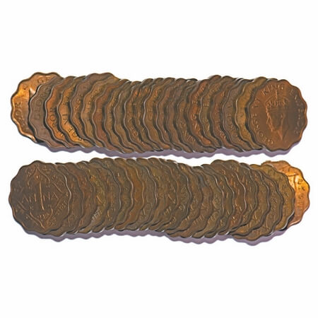 George VI, Brass-Nickel, 1 Anna, (lot of 21 coins), 1 to 19) 1942, Bombay Mint, Head Type 