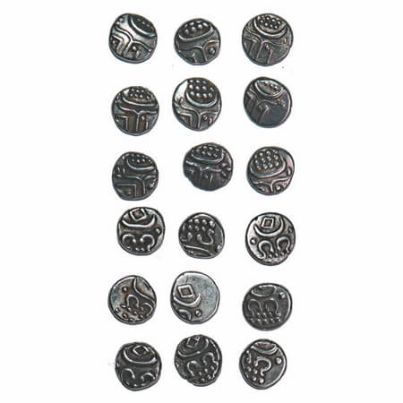 Travancore, Silver Chukram, 0.38g, (9 Coins), Anizham Thirunal Marthanda Varma (ME 904-933