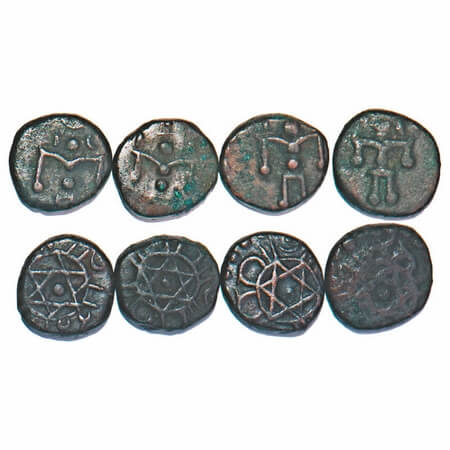 Travancore, Copper Cash, 0.61g (4 Coins), Ayilyam Thirunal Rama Varma (AD 1860-1880), Obv: