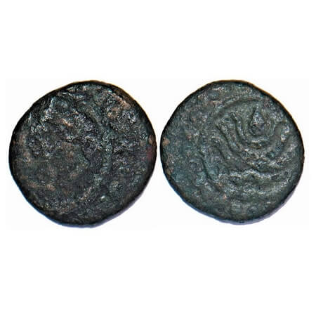 Travancore, Copper Thirai Cash, 1.05g, Obv: garuda, Rev: flower. BS 307.1 type. Fine+, Ver
