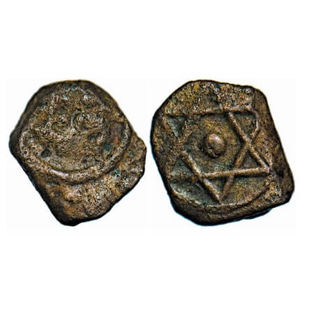 Travancore, Copper Thirai Cash, 0.66g, Obv: animal (Lion), Rev: star. BS 333 type weight u