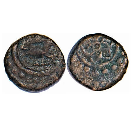 Travancore, Copper Thirai Cash, 1.06g, Obv: deer, Rev: flower. BS 383 type. About Very Fin