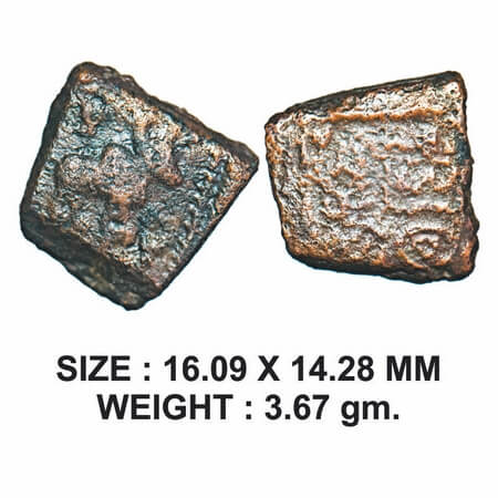 Pre-Satavahana, Vidarbha Region, Sebaka, Uninscribed type, Copper Unit, 3.67g, Obv: Bull f