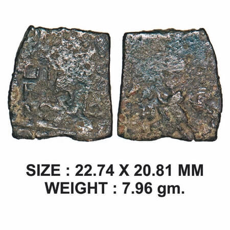 Pre-Satavahana, Subena king of Vidarbha Region, Copper Unit, 7.95g, Obv: Standing man with