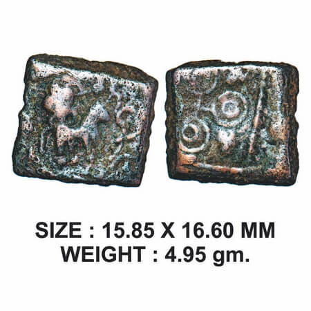 Pre-Satavahana, Marathawada Region, Balamitra (c. 200 BC), Copper Unit, 4.95g, Obv: Lion f