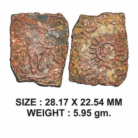 Pre-Satavahana, Patalataritasa, Vidarbha Region, Copper Unit, 5.95g, Obv: Bull standing fa