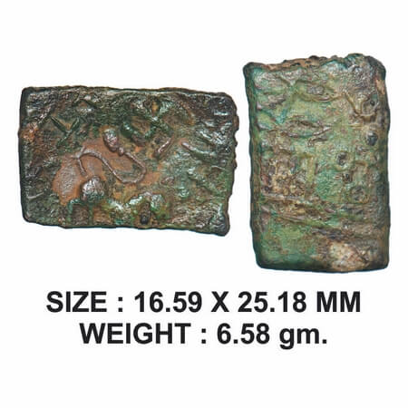 Satavahanas, Siri Satakarni, Nasik Region, Lion type, Copper Unit, 6.58g, Obv: Lion walkin