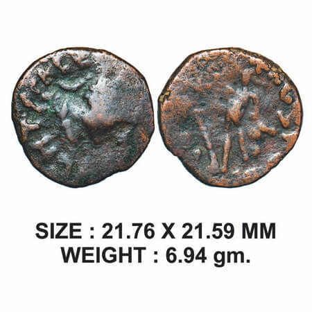 Kushanas, Kujula Kadphises (c. 50-90 AD), Copper Drachma, 6.94g, Obv: Bust of king facing 