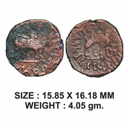 Kushanas, Kujula Kadphises (c. 50-90 AD), Copper Drachma, 4.05g, Obv: Humped bull standing