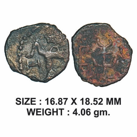 Later Kushana, Kaut Kula Series, Rudra Bala (c. 300 AD), Copper Unit, 4.06g, Obv: Brahmi l