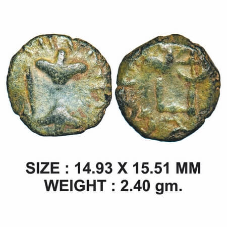 Western Kshatrapas, Bhumaka, (c. 1st Cent AD), Copper Unit, 2.40g, Obv. Lion wheel standar