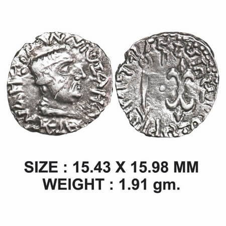 Western Kshatarapas, Nahapana (c. 50-95 AD), BACIAEOC Title Type, Silver Drachma, 1.91g, O