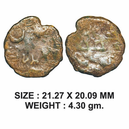 Western Kshatrapas, Chastana, (c. 78-130 AD), Copper Unit, 4.30g, Obv: Crescent & sun symb