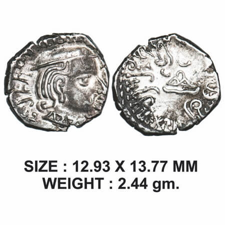 Western Kshatarapas, Damajadasri III s/o Damasena(c. 171-178 SE/ 249-256 AD), Silver Drach