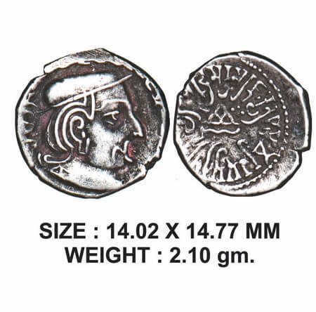 Western Kshatrapas, Rudrasena II s/o Viradaman, Silver Drachms, 2.10g, SE 185, Obv: Bust o