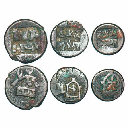 Panchala of Ahichhatra Dynasty, Indramitra, Copper Alloy (3 coins), 4.5g, 2.6g. & 2.3g, Ob