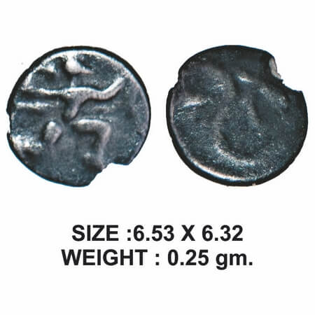 Shilaharas of Karad, Wai Region, Silver Tara, 0.40g, Obv: Garuda running to right holding 