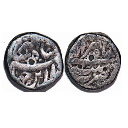 Jahangir, Silver ½ Rupee, 5.38g, Patna Mint, Ilahi type, Month 'Tir', Year 14. KM 136.1. F