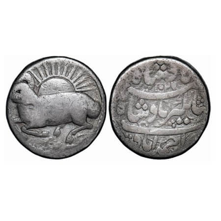 Jahangir, Silver Zodiac Rupee, 11.11g, Ahmadabad Mint, Aries sign, AH 1027/13 RY, Obv: A R