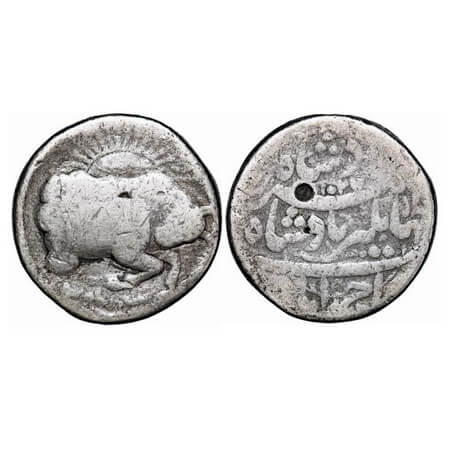 Jahangir, Silver Zodiac Rupee, 10.94g, Ahmadabad Mint, Tauras (bull) sign, AH 1027/13, Obv