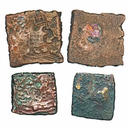 Post-Mauryan, Punch Marked, Eran-Vidishan Region, Copper Karshapana (2 coins), 1.32g & 1.6