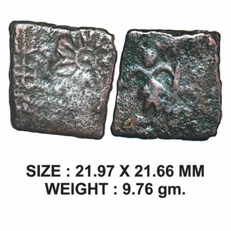 Post-Mauryan, Punch Marked, Eran-Vidisha Region, Countermarked type, Copper Karshapana, 9.