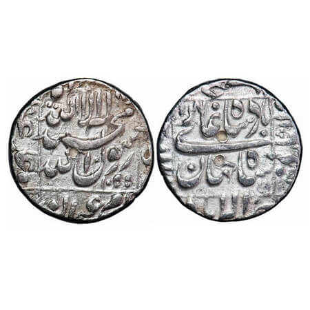 Shah Jahan I, Silver Rupee, 11.40g, Allahabad, AH 1055, Obv: Kalima within sqaure, Rev: Ki