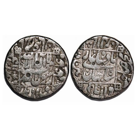 Shah Jahan I, Silver Rupee, 9.46g, Pattan Deo Mint, AH 1047/10 RY, Obv: kalima shahada aro