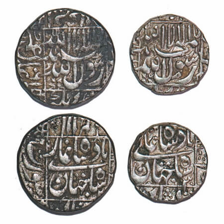 Shah Jahan I, Silver Rupee & ½ Rupee, 11.50 & 5.76g, Surat Mint, Square Area type, AH 1061